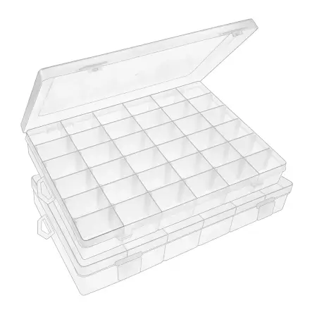 36 Grids Clear Plastic Organizer Jewelry Storage Box with Adjustable Dividers, Transparent Organizer Box (1pc) ( default, Standard ).