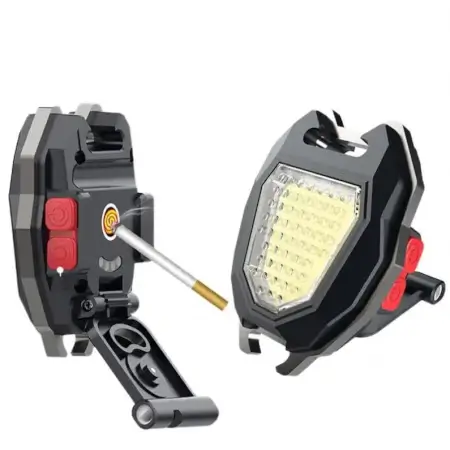 Portable Triangular Shaped Emergency& Camping Flashlight With Cigarette Lighter Lumens Rechargeable Waterproof Portable Led Light Camping Keychain 6Lighting Modes With Strong Magnet 3 Color L