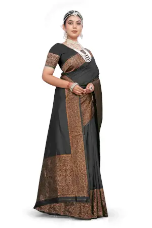 Silk Saree The Royal Black Copper Zari Collection ( black, OS )