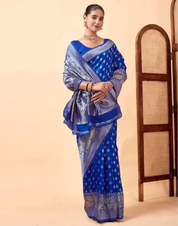 Jacquard Saree Timeless Grace Collection ( Royal Blue, OS )