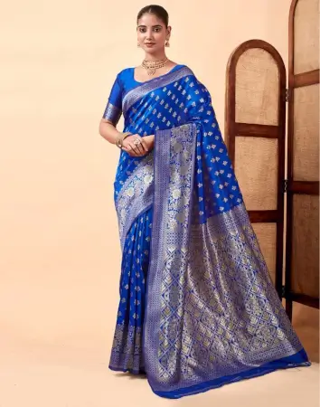 Jacquard Saree Timeless Grace Collection ( Royal Blue, OS )