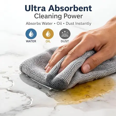 Microfiber Cleaning Cloth Roll – 20 Reusable Tear-Away Towels | Washable Multipurpose Cleaning Wipes for Kitchen, Car, Home & Office | 25 x 25 cm ( default, OS )