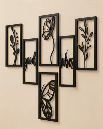 Wooden Wall Decor Set (Pack of 6) | Modern MDF Wall Hanging Art for Living Room, Bedroom & Home Decoration ( default, OS )